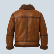Load image into Gallery viewer, Men Brown B3 Vintage Sheepskin Leather Jacket
