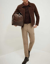 Load image into Gallery viewer, Men Brown Classic Motorcycle Style Suede Leather Racer Jacket
