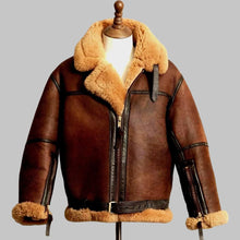 Load image into Gallery viewer, Men Classic Dark Brown B3 Shearling Bomber Jacket
