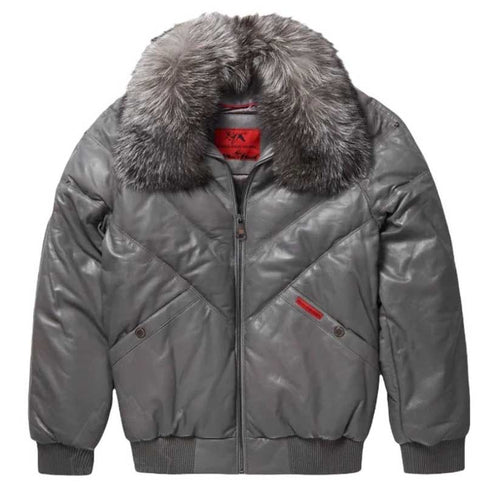 Men Classic V Bomber Jacket Grey