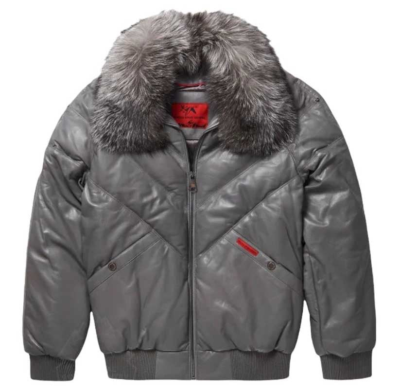 Men Classic V Bomber Jacket Grey