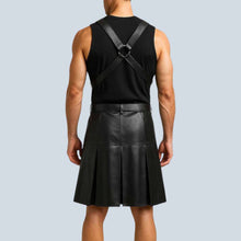 Load image into Gallery viewer, Men Gladiator Leather Kilt with Adjustable Chest Harness
