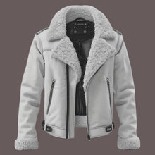 Load image into Gallery viewer, Men Handmade White Sheepskin RAF B3 Bomber Jacket
