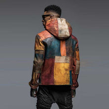 Load image into Gallery viewer, Men Patchwork Leather Hoodie Vintage Distressed Jacket
