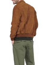 Load image into Gallery viewer, Men Rust Suede Leather Jacket with Classic Collar
