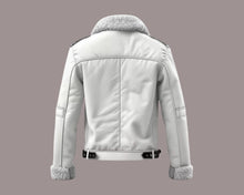 Load image into Gallery viewer, Men White RAF B3 Bomber Real Leather Jacket
