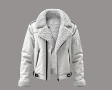 Load image into Gallery viewer, Men White RAF B3 Bomber Real Leather Jacket
