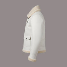 Load image into Gallery viewer, Men White RAF B3 Sheepskin Aviator Jacket
