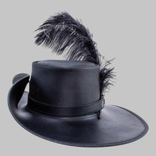 Load image into Gallery viewer, Men Black Renaissance Fair Leather Hat
