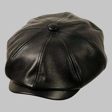 Load image into Gallery viewer, Men Classic Black Real Leather Newsboy Cap
