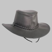 Load image into Gallery viewer, Men Classic Black Real Leather Outback Hat
