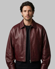 Load image into Gallery viewer, Men Classic Burgundy Leather Jacket
