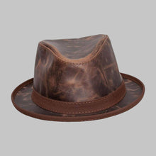 Load image into Gallery viewer, Men Classic Chocolate Brown Real Leather Fedora Hat

