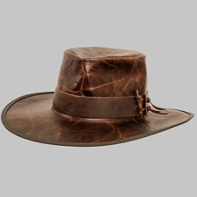 Load image into Gallery viewer, Men Distressed Brown Real Leather Outback Hat
