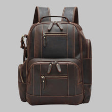 Load image into Gallery viewer, Men Genuine Dark Brown Leather Heavy Duty Travel Backpack
