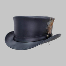 Load image into Gallery viewer, Men Premium Black Leather Top Hat
