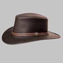 Load image into Gallery viewer, Men Premium Black Real Leather Outback Hat
