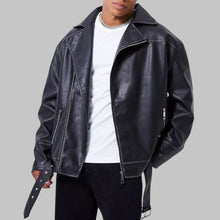 Load image into Gallery viewer, Men Purple Oversized leather Biker Jacket
