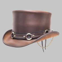 Load image into Gallery viewer, Men Stylish Brown Real Leather Top Hat
