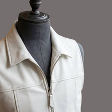 Load image into Gallery viewer, Close Up of Men Stylish White Genuine Leather Vest
