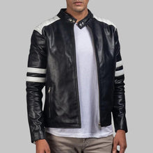 Load image into Gallery viewer, Men Timeless Black and White Leather Jacket
