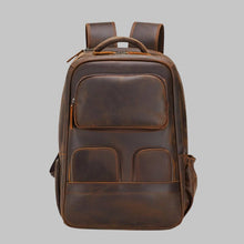 Load image into Gallery viewer, Men Vintage Dark Brown Multi Pocket Leather Backpack
