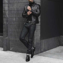 Load image into Gallery viewer, Men’s Handmade Black Lambskin Racer Leather Jacket
