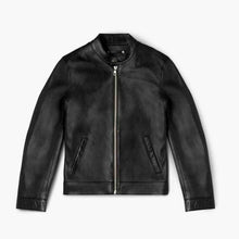 Load image into Gallery viewer, Men’s Handmade Black Lambskin Racer Leather Jacket
