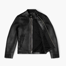Load image into Gallery viewer, Men’s Handmade Black Lambskin Racer Leather Jacket

