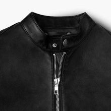 Load image into Gallery viewer, Men’s Handmade Black Lambskin Racer Leather Jacket
