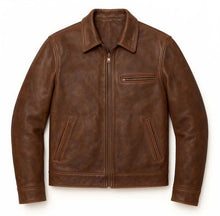 Load image into Gallery viewer, Men’s Handmade Brown Vintage Leather Jacket
