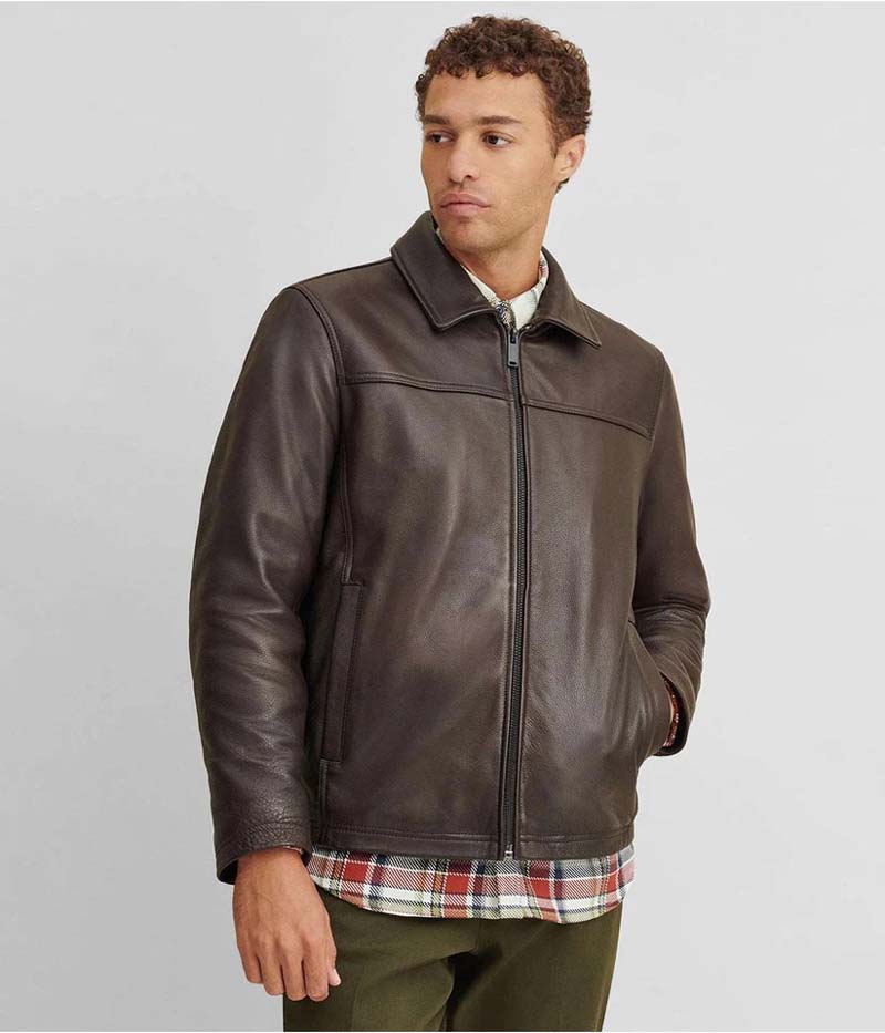 Men's Dark Brown Sheepskin Leather Jacket - Glory Store UK
