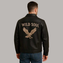 Load image into Gallery viewer, Minimal Leather Patch Jacket with Embroidery
