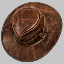 Load image into Gallery viewer, Men Distressed Brown Real Leather Outback Hat
