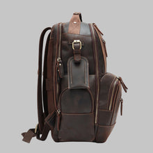 Load image into Gallery viewer, Men Genuine Dark Brown Leather Heavy Duty Travel Backpack
