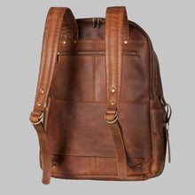 Load image into Gallery viewer, Men Saddle Brown Leather Backpack Vintage Rucksack
