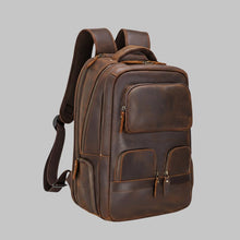 Load image into Gallery viewer, Men Vintage Dark Brown Multi Pocket Leather Backpack
