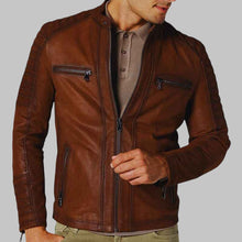 Load image into Gallery viewer, Men’s Vintage Dark Brown Leather Motorcycle Jacket
