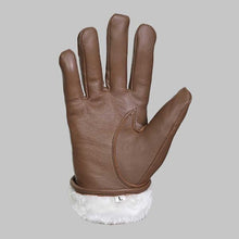 Load image into Gallery viewer, Brown Leather Glove with Faux Fur Lining
