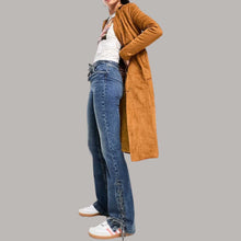 Load image into Gallery viewer, Rust Suede Leather Trench Coat for Women with Notch Collar
