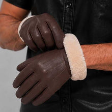 Load image into Gallery viewer, Dark Brown Leather Glove with Faux Fur Lining
