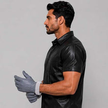 Load image into Gallery viewer, Grey Leather Glove with Faux Fur Lining
