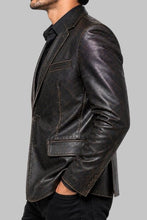 Load image into Gallery viewer, Men Black Distressed Leather Vintage Blazer
