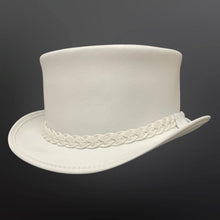 Load image into Gallery viewer, Men Classic White Genuine Leather Top Hat
