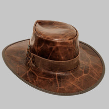 Load image into Gallery viewer, Men Distressed Brown Real Leather Outback Hat
