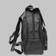 Load image into Gallery viewer, Men Genuine Black Leather Flap Backpack
