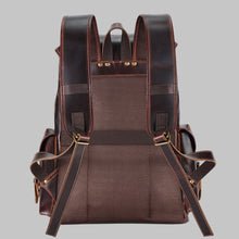 Load image into Gallery viewer, Men Genuine Dark Brown Waxed Leather Vintage Backpack
