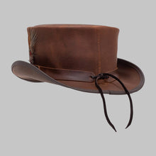 Load image into Gallery viewer, Men Premium Brown Leather Top Hat
