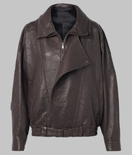 Load image into Gallery viewer, Women Premium Oversized Dark Brown Leather Jacket
