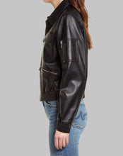 Load image into Gallery viewer, Women Timeless Black Oversized Leather Bomber Jacket
